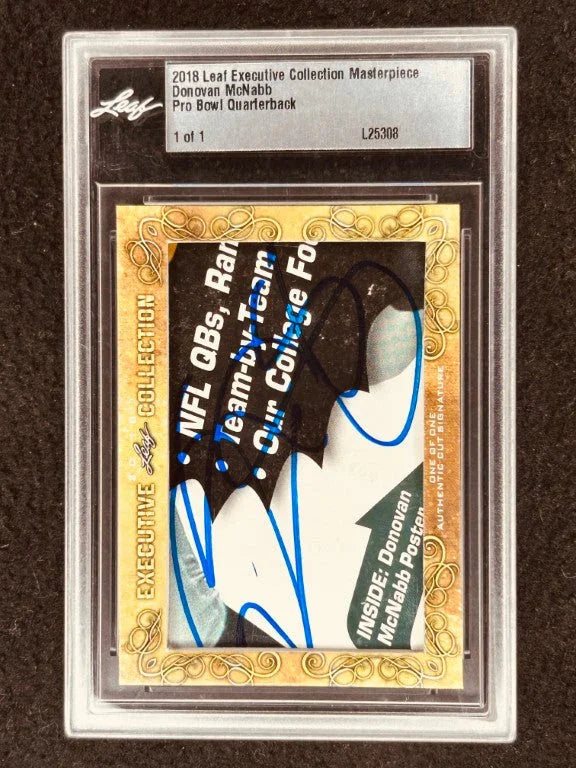 Donovan McNabb 2018 Leaf Masterpiece Cut Signature card 1/1 JSA Philadelphia Eagles - AutographsForSale.com