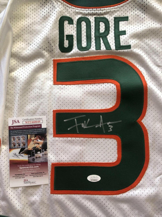 Frank Gore autographed Miami Hurricanes 2004 Nike stitched white jersey JSA - AutographsForSale.com