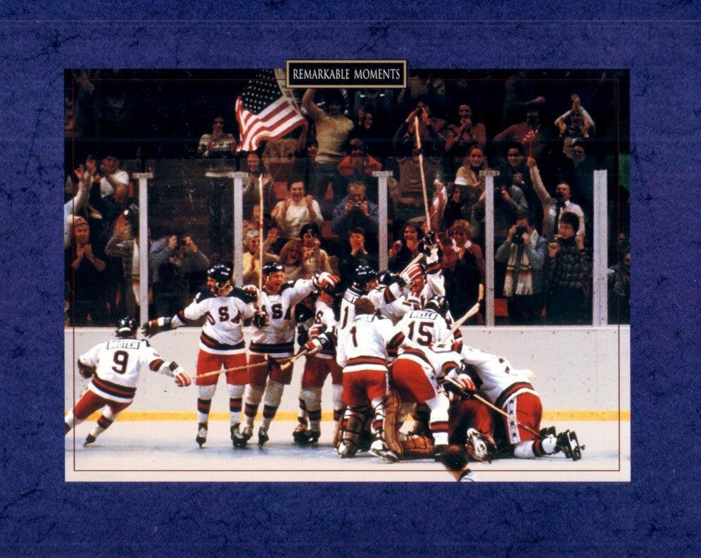 1980 Miracle on Ice US Olympic hockey team 8x10 celebration photo - AutographsForSale.com