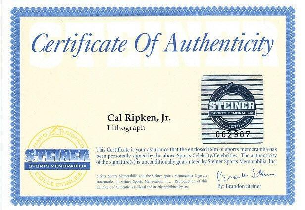 Cal Ripken signed Orioles 1997 litho framed STEINER - AutographsForSale.com