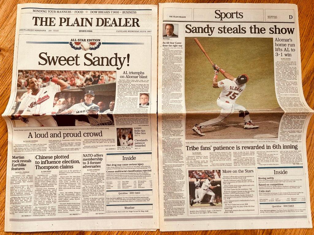 Sandy Alomar Jr Indians 1997 MLB All-Star MVP Cleveland Plain Dealer newspaper - AutographsForSale.com