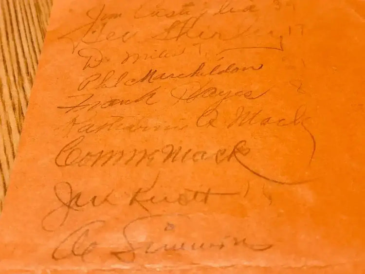 1942 Philadelphia A’s team signed 9x11 roster Connie Mack Al Simmons JSA - AutographsForSale.com