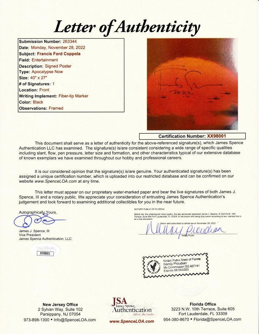 Francis Ford Coppola signed Apocalypse Now 1979 27x40 movie poster JSA - AutographsForSale.com