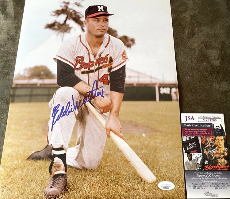 Eddie Mathews autographed Milwaukee Braves 11x14 photo JSA - AutographsForSale.com