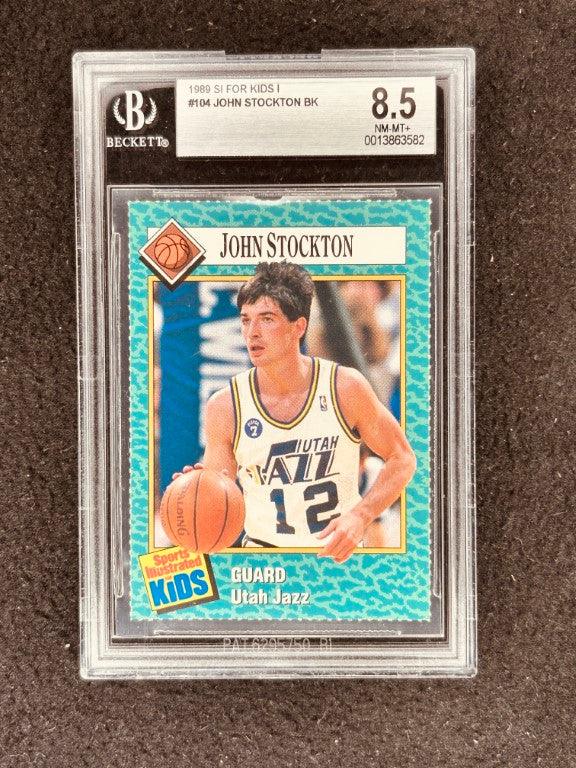 John Stockton Utah Jazz 1989 SI for Kids card BGS grade 8.5 - AutographsForSale.com