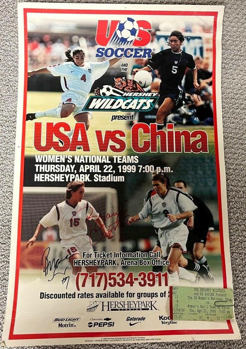 Brandi Chastain & Briana Scurry signed 1999 US vs China soccer poster - AutographsForSale.com