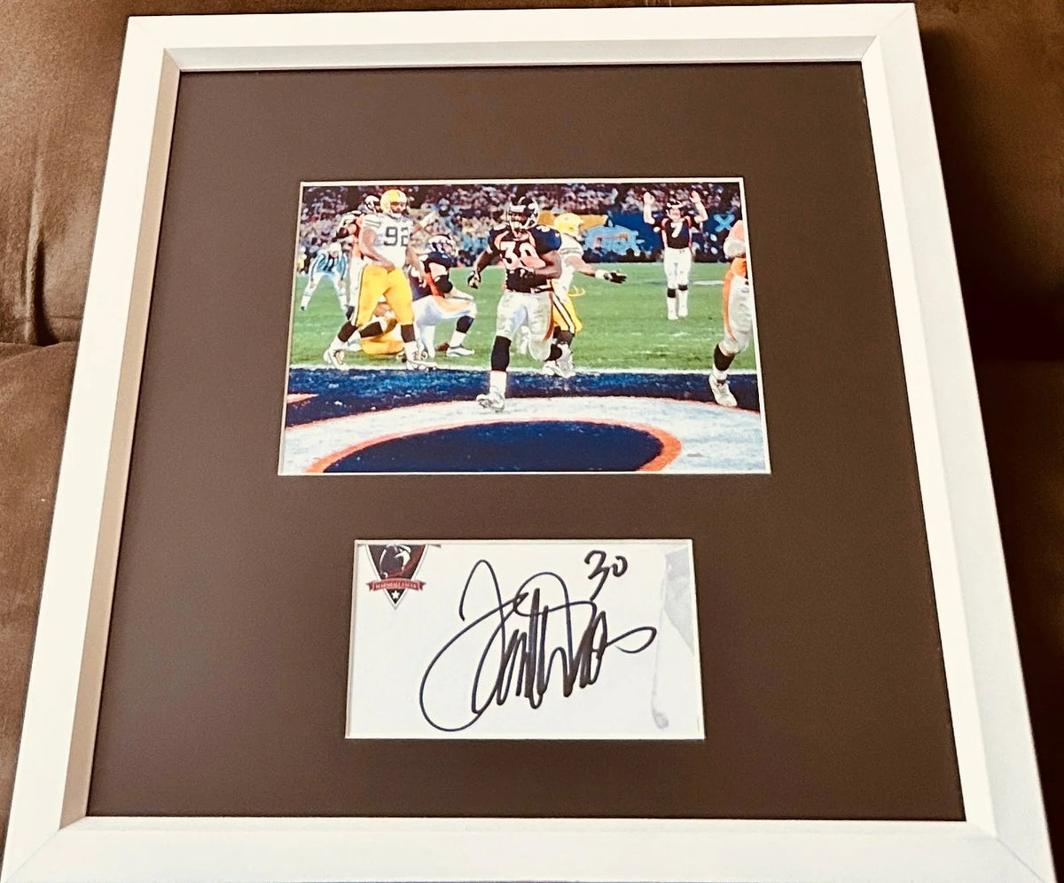 Terrell Davis autograph framed Broncos Super Bowl 32 touchdown 5x7 photo JSA - AutographsForSale.com