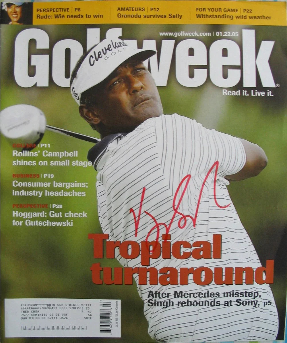 14 Vijay Singh autographed Golf World or Golfweek magazines - AutographsForSale.com