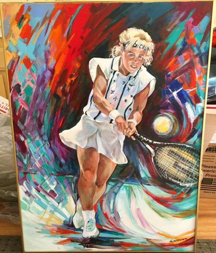 Amanda Coetzer 1998 original 30x40 tennis painting by Barbara Mittelmann - AutographsForSale.com
