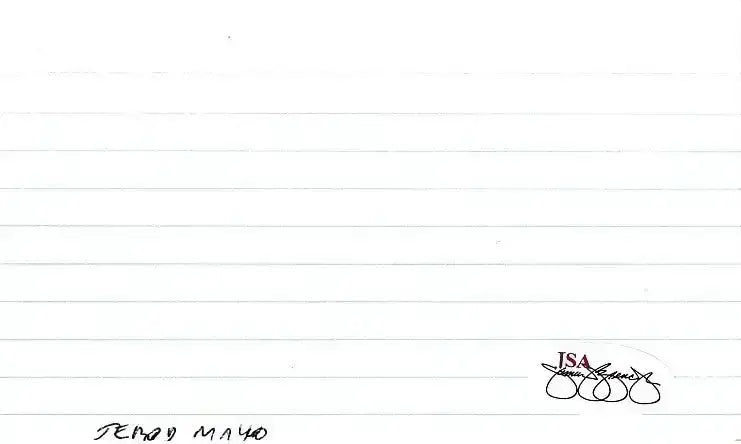 Jerod Mayo (Patriots) autographed index card JSA - AutographsForSale.com