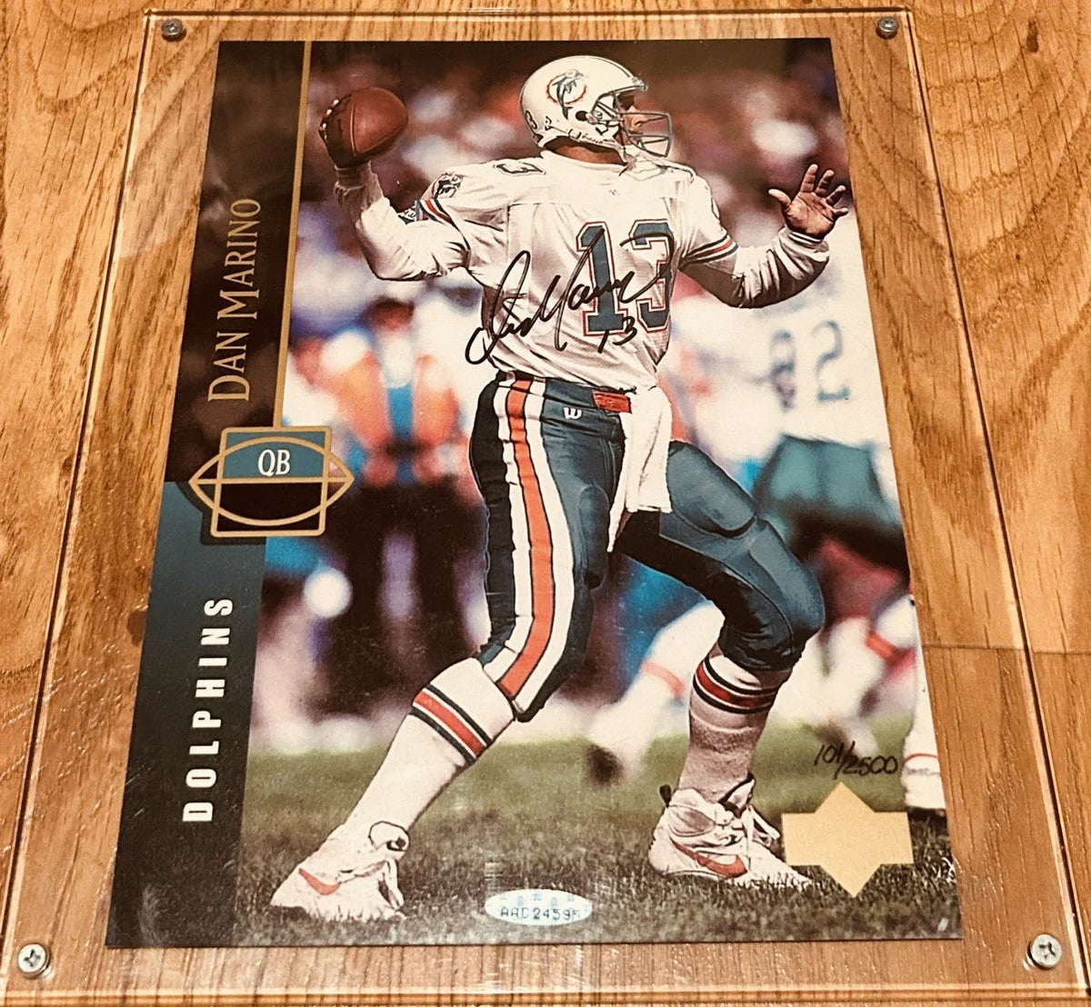 Dan Marino signed UDA Dolphins 1994 Upper Deck 8.5x11 blowup card - AutographsForSale.com