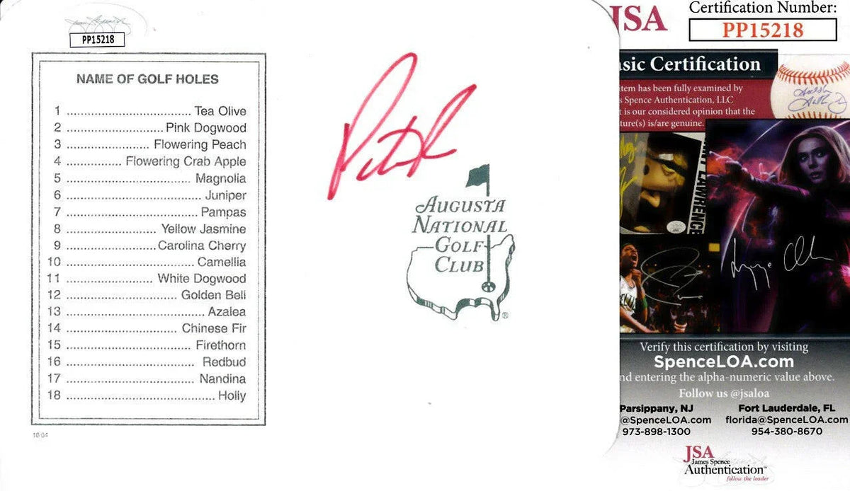 Patrick Reed autographed Augusta Masters scorecard JSA - AutographsForSale.com