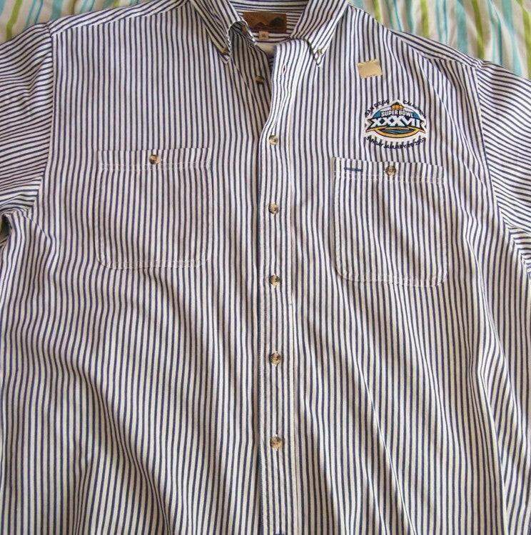 Super Bowl 37 Port Authority Short Sleeve Dressy Casual Shirt Buccaneers - AutographsForSale.com