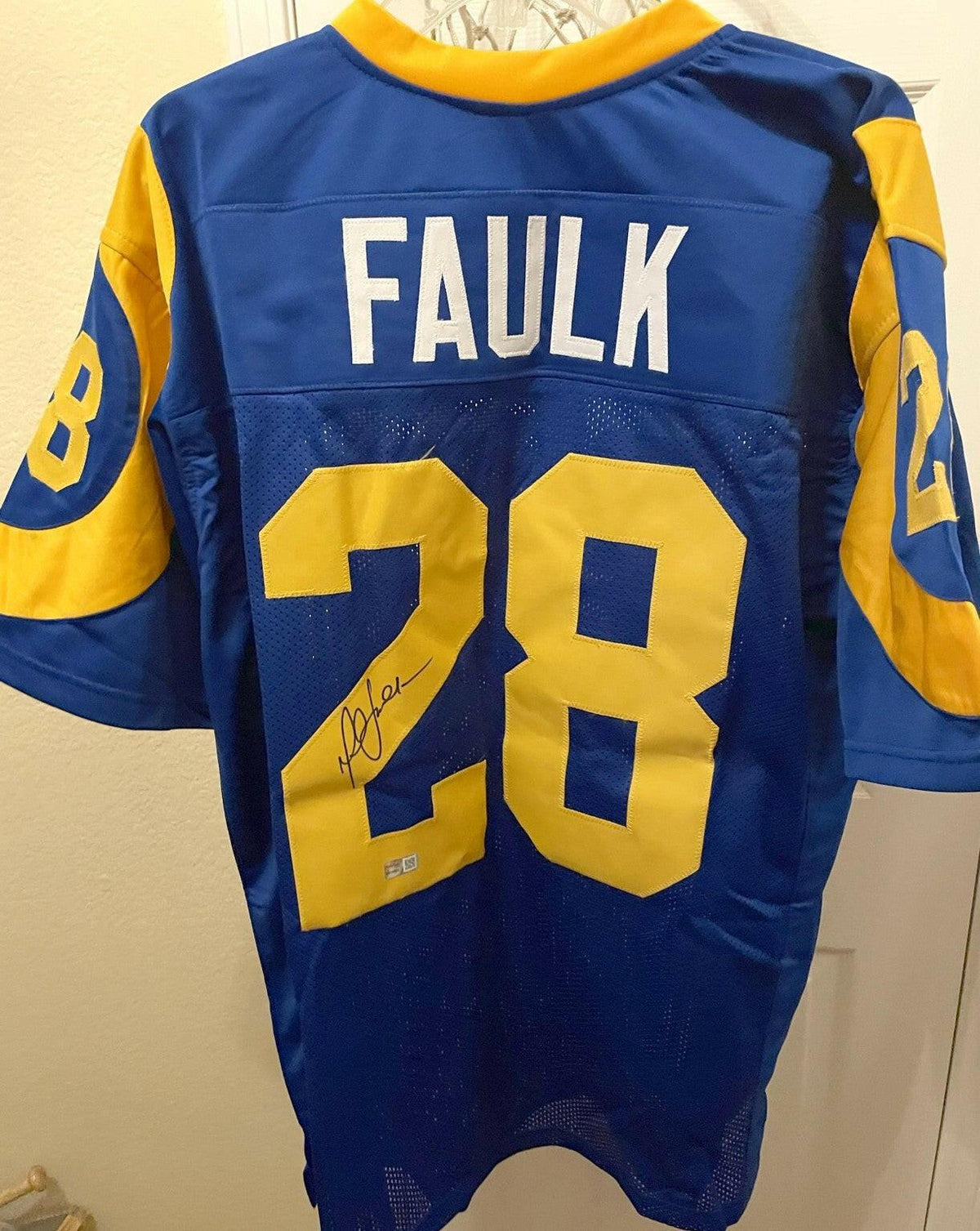 Marshall Faulk signed St Louis Rams Custom retro jersey Tristar - AutographsForSale.com