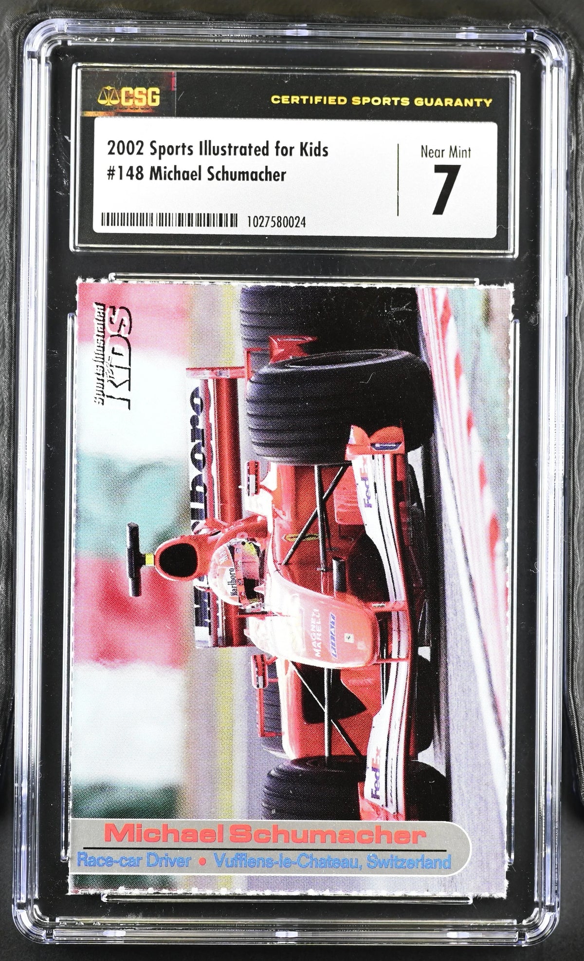 Michael Schumacher 2002 Sports Illustrated for Kids racing card CSG graded 7 NrMt - AutographsForSale.com