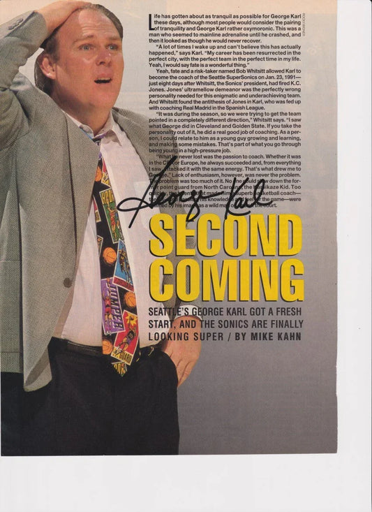 George Karl autographed full page basketball magazine photo - AutographsForSale.com