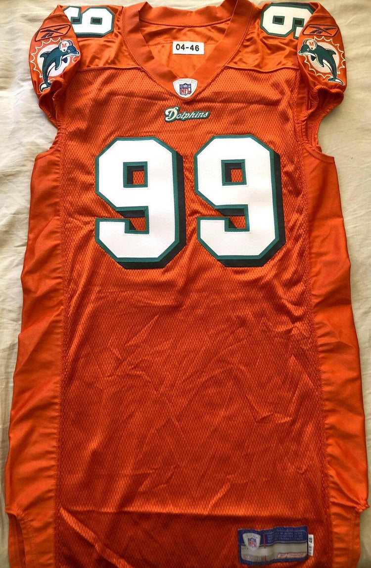 Jason Taylor Dolphins 2004 Reebok team issued orange game model jersey NEW - AutographsForSale.com