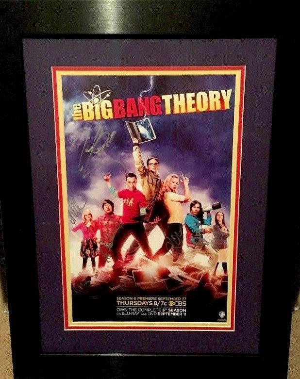 Big Bang Theory Cast signed 2012 SDCC poster framed Kaley Cuoco Johnny Galecki JSA - AutographsForSale.com