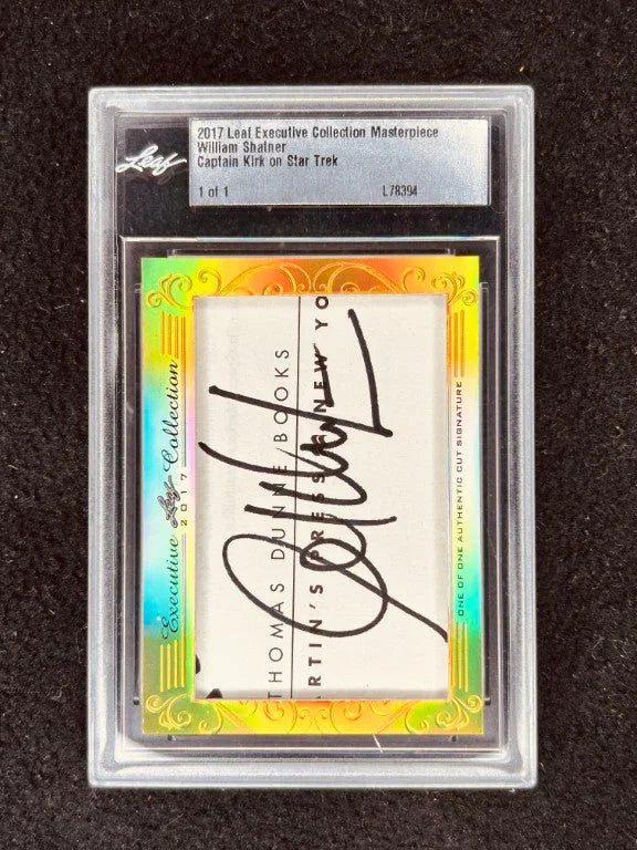 William Shatner 2017 Leaf Masterpiece Cut Signature certified signed card 1/1 JSA Star Trek - AutographsForSale.com