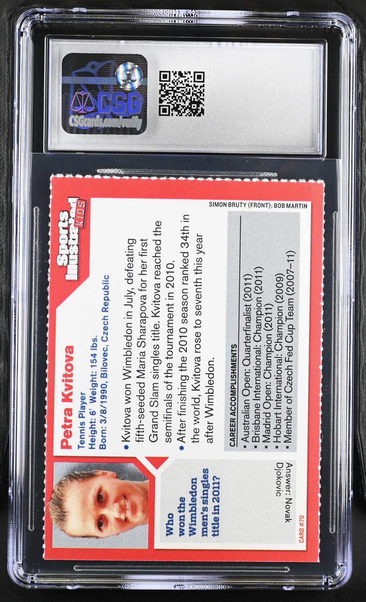 Petra Kvitova 2011 SI for Kids tennis RC CSG 8 NmMt - AutographsForSale.com