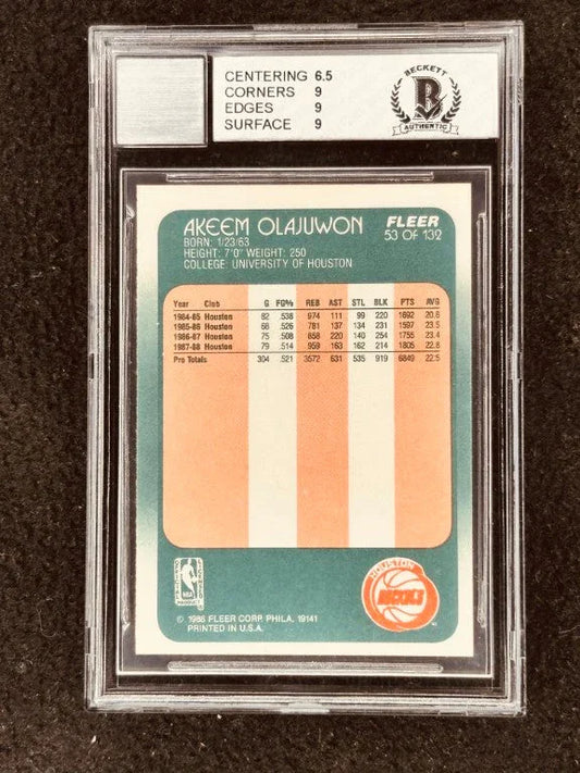 Hakeem Olajuwon signed Rockets 1988-89 Fleer card BAS certified BGS 7.5 - AutographsForSale.com