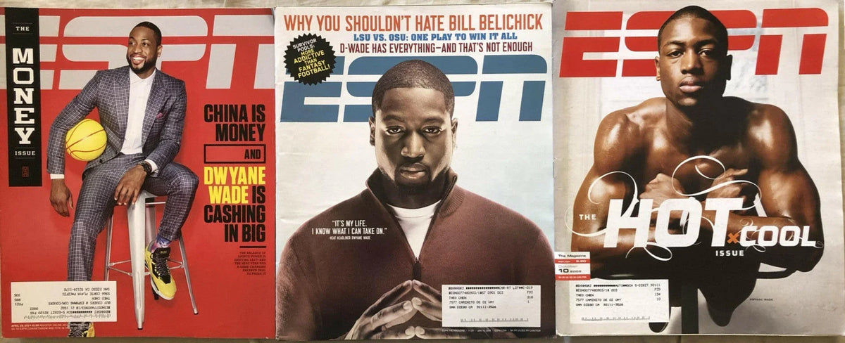 Dwyane Wade Miami Heat 3 different ESPN magazine issues 2005 2008 & 2014 - AutographsForSale.com
