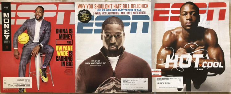 Dwyane Wade Miami Heat 3 different ESPN magazine issues 2005 2008 & 2014 - AutographsForSale.com