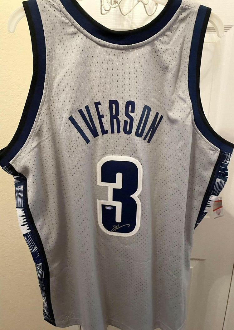 Allen Iverson signed Georgetown Hoyas Gray Mitchell & Ness jersey Schwartz - AutographsForSale.com