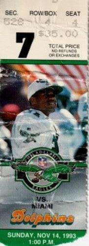 Don Shula NFL Record Win 325 1993 Dolphins at Eagles ticket stub - AutographsForSale.com