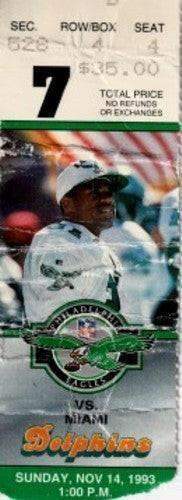Don Shula NFL Record Win 325 1993 Dolphins at Eagles ticket stub - AutographsForSale.com