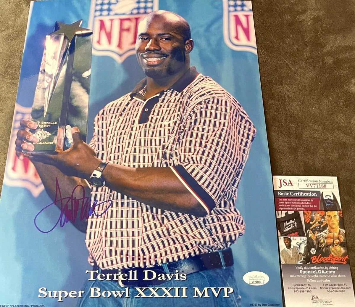 Terrell Davis signed Broncos Super Bowl 32 MVP 11x14 photo JSA - AutographsForSale.com