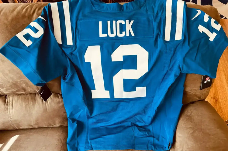 Andrew Luck Indianapolis Colts 2018 Nike Elite game model blue jersey New - AutographsForSale.com