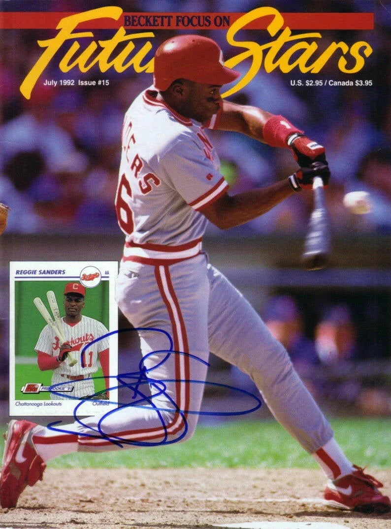 Reggie Sanders signed Cincinnati Reds 1992 Beckett cover - AutographsForSale.com