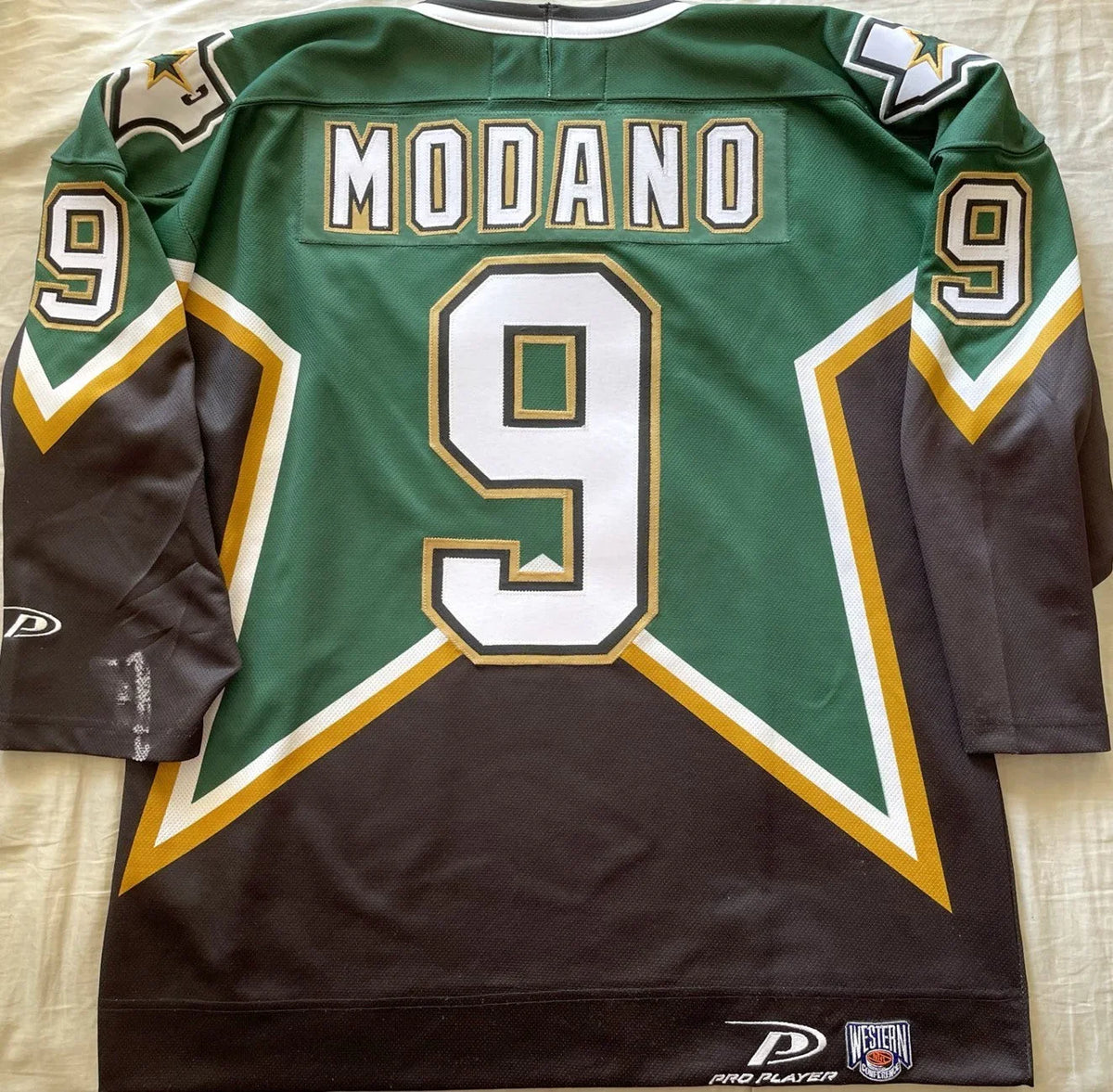 Mike Modano Dallas Stars 2000 Stanley Cup Finals Pro Player green jersey - AutographsForSale.com