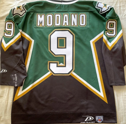 Mike Modano Dallas Stars 2000 Stanley Cup Finals Pro Player green jersey - AutographsForSale.com
