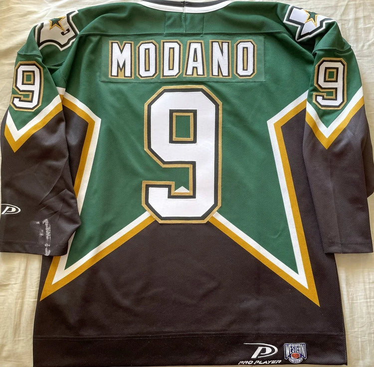 Mike Modano Dallas Stars 2000 Stanley Cup Finals Pro Player green jersey - AutographsForSale.com