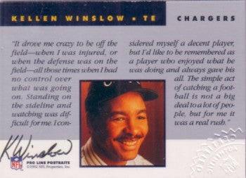 Kellen Winslow certified signed SD Chargers 1992 Pro Line card - AutographsForSale.com