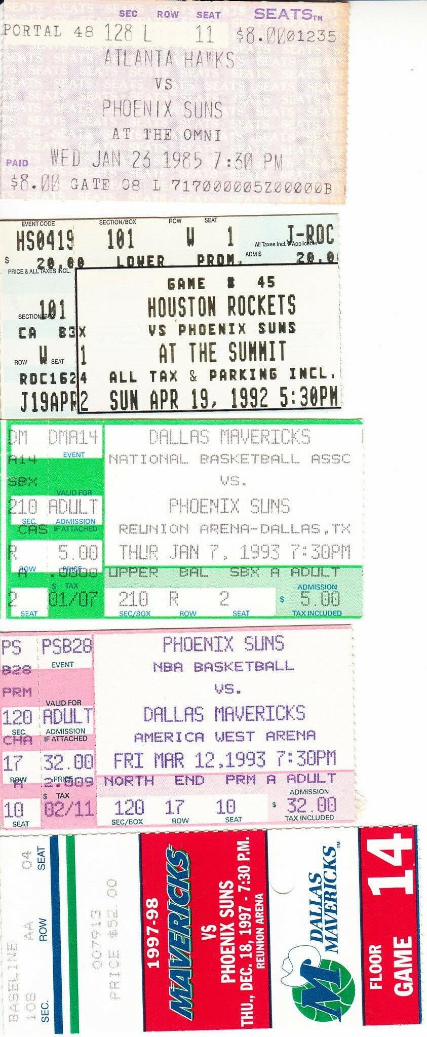 Phoenix Suns 5 vintage ticket stubs (Charles Barkley) - AutographsForSale.com