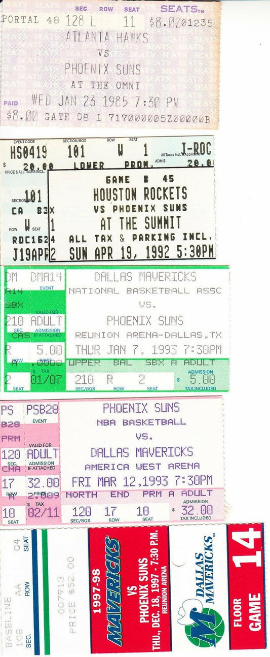 Phoenix Suns 5 vintage ticket stubs (Charles Barkley) - AutographsForSale.com