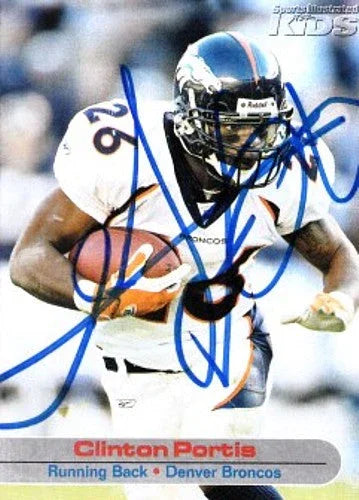 Clinton Portis signed Denver Broncos 2003 SI for Kids card - AutographsForSale.com