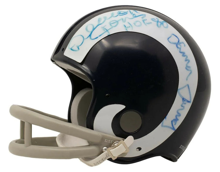 Deacon Jones Lamar Lundy Merlin Olsen Rosey Grier Fearsome Foursome signed Rams mini helmet BAS certified - AutographsForSale.com