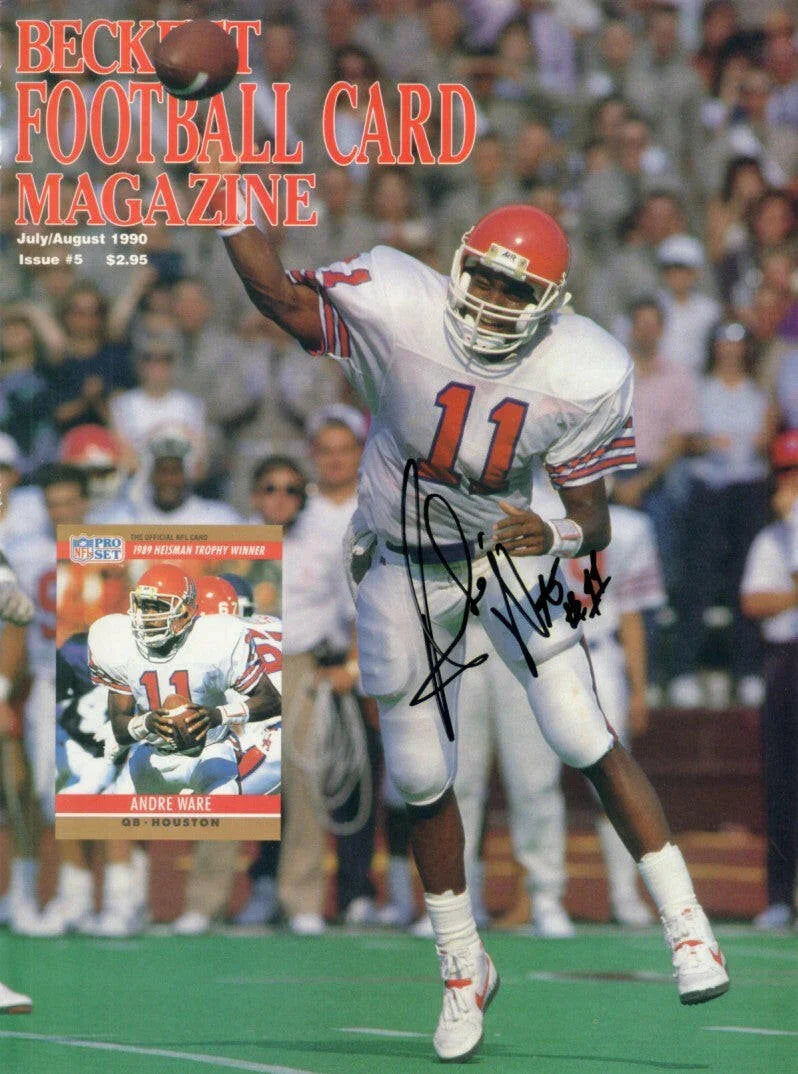 Andre Ware signed Houston 1990 Beckett Football cover - AutographsForSale.com