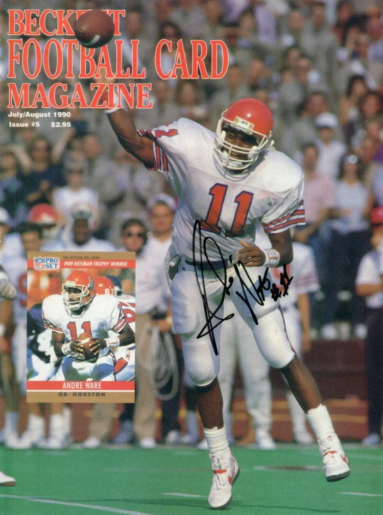 Andre Ware signed Houston 1990 Beckett Football cover - AutographsForSale.com