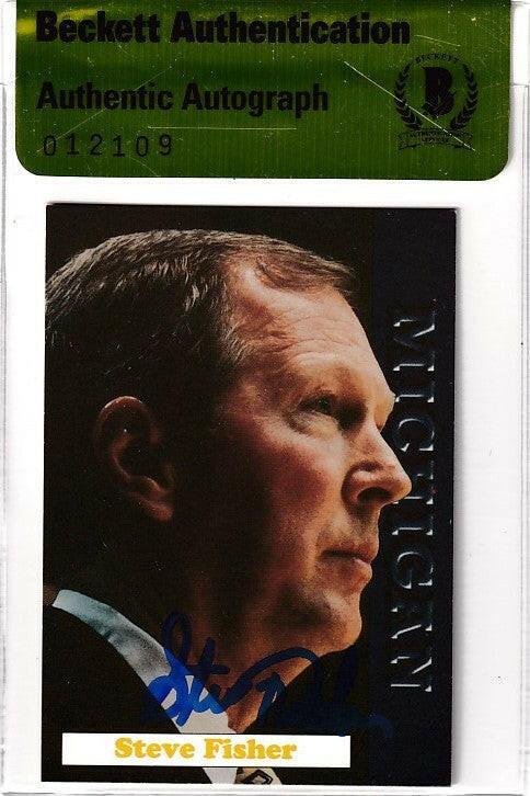 Steve Fisher autographed Michigan Wolverines 1992 team issued card BAS - AutographsForSale.com