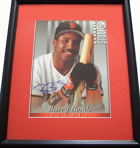 Barry Bonds autographed San Francisco Giants 1997 Donruss Studio 8x10 photo card framed JSA - AutographsForSale.com