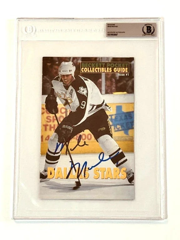 Mike Modano signed Dallas Stars Beckett mini hockey magazine BAS certified - AutographsForSale.com