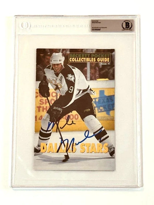 Mike Modano signed Dallas Stars Beckett mini hockey magazine BAS certified - AutographsForSale.com
