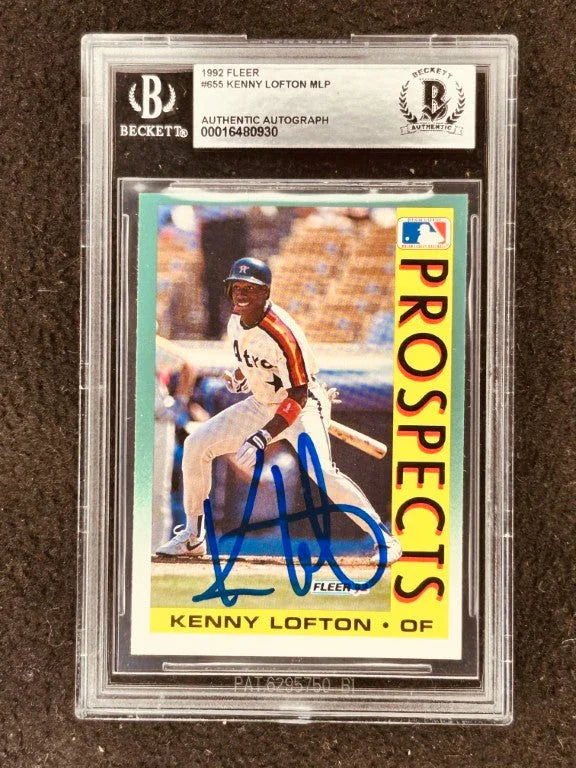 Kenny Lofton signed Astros 1992 Fleer RC BAS certified - AutographsForSale.com