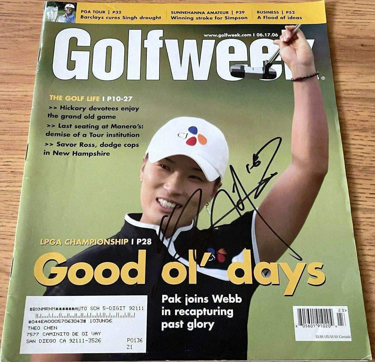 Se Ri Pak autographed 2006 Golfweek magazine