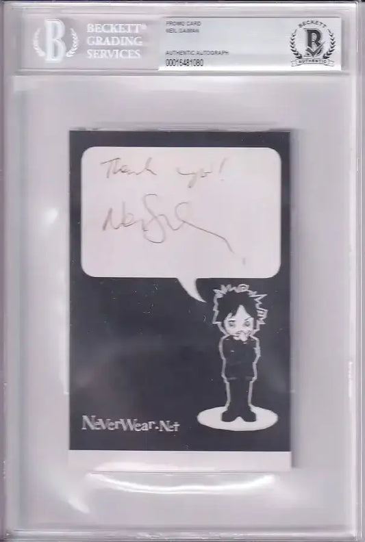 Neil Gaiman signed NeverWear 3x5 card w/ Thank You! BAS certified - AutographsForSale.com